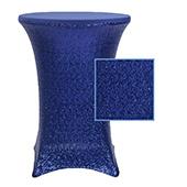 Perfect Fit Sequin Spandex Cocktail Table Cover 30"-32" Round - Navy Blue