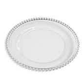 DECOSTAR™ 12.5in Plastic Charger Plate with Beaded Rim 12½" - Silver - 24 Pack