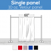 10 oz. Inherently Fire Retardant Polyester Velour - Sewn Drape Panel 60" Wide w/ 4" Rod Pockets - 8ft