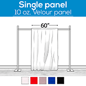 10 oz. Inherently Fire Retardant Polyester Velour - Sewn Drape Panel 60" Wide w/ 4" Rod Pockets - 10ft