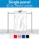 10 oz. Inherently Fire Retardant Polyester Velour - Sewn Drape Panel 60" Wide w/ 4" Rod Pockets - 14ft