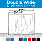 12 oz. Fire Retardant Polyester Velour by Eastern Mills - Economy Decorator Grade - Double Wide (120") Sewn Drape Panel w/ 4" Rod Pockets - 10ft