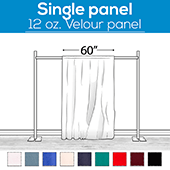 12 oz. Fire Retardant Polyester Velour by Eastern Mills - Economy Decorator Grade - Sewn Drape Panel w/ 4" Rod Pockets - 8ft