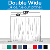 14 oz. Production Performance Polyester Velour by Eastern Mills - Double Wide (120") Sewn Drape Panel w/ 4" Rod Pockets - 10ft