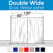 15 oz. Inherently Fire Retardant Polyester Velour - Double Wide (120") Sewn Drape Panel w/ 4" Rod Pockets - 6ft