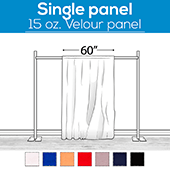 15 oz. Inherently Fire Retardant Polyester Velour - Sewn Drape Panel 60" Wide w/ 4" Rod Pockets - 26ft