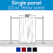 23 oz. Inherently Fire Retardant Polyester Velour - Sewn Drape Panel 60" Wide w/ 4" Rod Pockets - 30ft