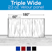 23 oz. Inherently Fire Retardant Polyester Velour - Triple Wide (180") Sewn Drape Panel w/ 4" Rod Pockets - 8ft