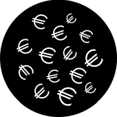 Euros - Stock Gobo for Gobo Light Projectors - Choose your size!