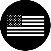 Stars & Stripes (White) - Stock Gobo for Gobo Light Projectors - Choose your size!