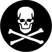 Skull & Crossbones - Stock Gobo for Gobo Light Projectors - Choose your size!