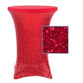Perfect Fit Sequin Spandex Cocktail Table Cover 30"-32" Round - Red