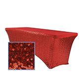 Perfect Fit Sequin Spandex Table Cover for 6FT Banquet Table  - Apple Red