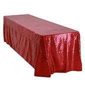 Rectangle 90" X 156" Sequin Tablecloth by Eastern Mills - Premium  Quality - Red