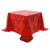 Square 90" x 90" Sequin Tablecloth by Eastern Mills - Premium Quality - Red