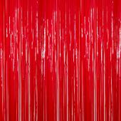 Red - Plastic Wet Look Fringe Curtain - Many Size Options