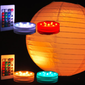 WATERPROOF! 4 PACK - Small LED Puck Light - Battery Operated W/ Remote - Multi Color