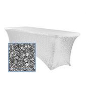 Perfect Fit Sequin Spandex Table Cover for 6FT Banquet Table  - Silver