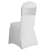 Sequin & Spandex Chair Band by Eastern Mills - Silver - 10 Pack