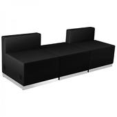 Titan Series Leather Reception Configuration Style "D" 3 Pieces "Black"