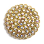 DecoStar™ Large Concentric Iridescent Gemstone Brooch in Gold