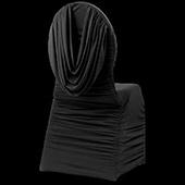 200 GSM Grade A Quality Swag Back Ruched Chair Cover By Eastern Mills - Spandex/Lycra - Black