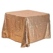 Square 90" x 90" Sequin Tablecloth by Eastern Mills - Premium Quality - Taupe