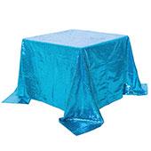 Square 90" x 90" Sequin Tablecloth by Eastern Mills - Premium Quality - Teal