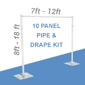 DELUXE-10 Panel Pipe and Drape Kit / Backdrop - 8-18 Feet Tall (Adjustable) Comes W/ 3 Piece Uprights for Maximum Height Adjustment