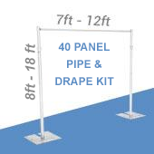 DELUXE-40 Panel Pipe and Drape Kit / Backdrop - 8-18 Feet Tall (Adjustable) Comes W/ 3 Piece Uprights for Maximum Height Adjustment