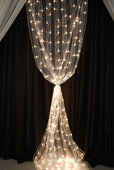 8ft White Organza Curtain with Warm White LED Lights